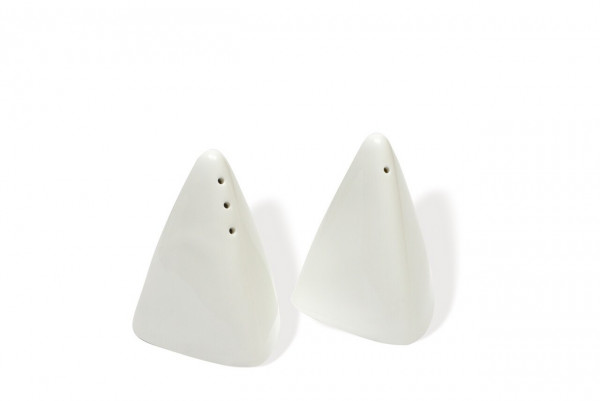 Set 2 recipiente pentru sare/piper, Maxwell & Williams, White Basics Pyramid, 7 x 7 cm, portelan, alb