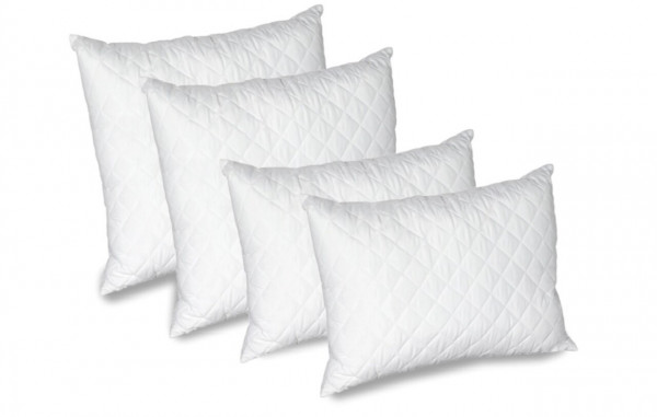Set 4 perne antialergice si lavabile din microfibra matlasata ultrasonic, 50x70 cm - 2 buc, 70x70 cm - 2 buc alb, Moises, SP-02 - Img 2