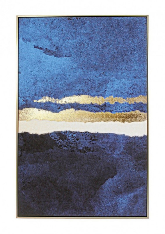 Tablou decorativ albastru din MDF si panza, 82,6x4,3x122,6 cm, Bold Abstract Bizzotto