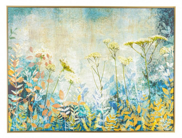 Tablou decorativ multicolor din lemn de Pin si panza, 120x3,2x90 cm, Galeria Flowers Bizzotto