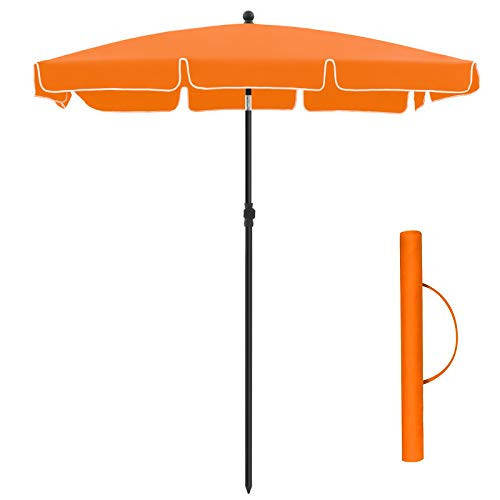 Umbrela de gradina portocalie din poliester si metal, 200x125 cm, Vasagle - Img 1