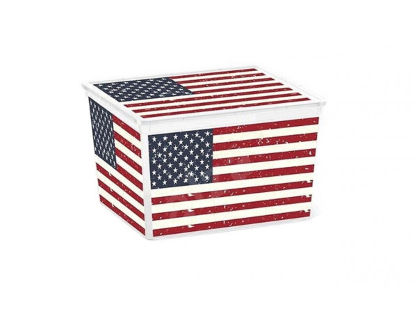 Cutie depozitare cu capac, KIS C-Box American Flag Cube, 27 L, plastic