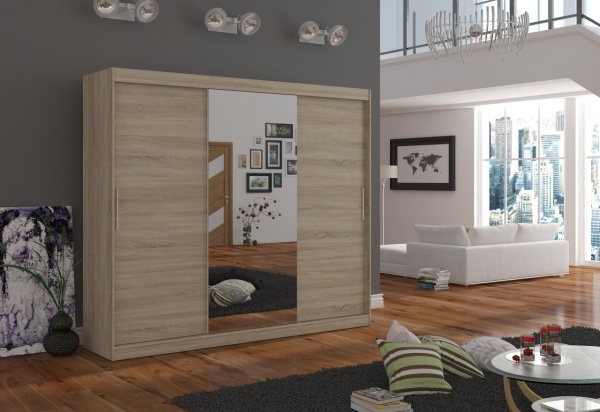 Dulap cu usi glisante si oglinda, 250x58x215 cm, DENIS 250, ADRK Furniture
