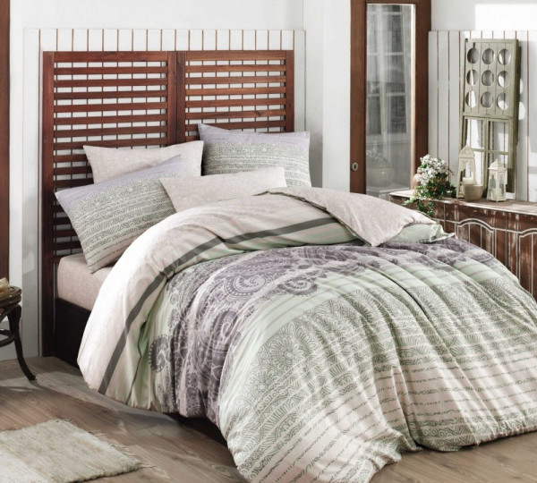 Lenjerie de Pat Bumbac 100% Ranforce - Pat Matrimonial - Hobby Home - Denisa Green