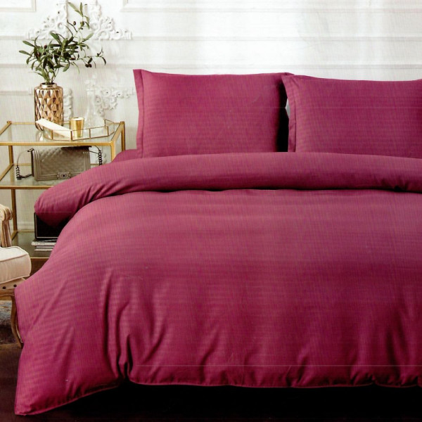 Lenjerie de pat din damasc, 4 piese, pat dublu, burgundy, DM-022