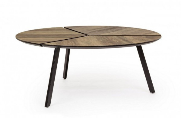 Masuta de cafea din MDF si metal, maro / negru, Ø 86, Tribeca Bizzotto