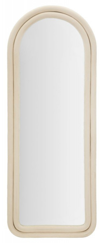 Oglinda decorativa crem din lemn si textil, 160 x 60 x 4 cm, Cloe Mauro Ferreti