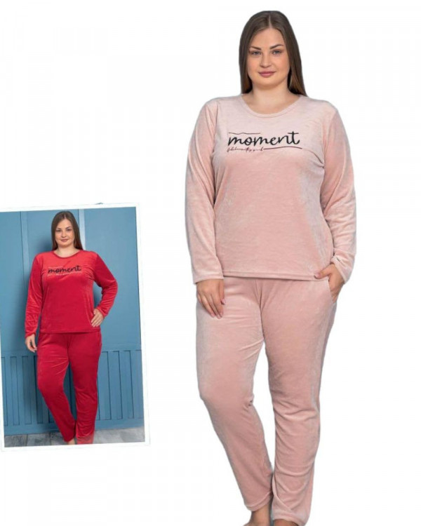 Pijama dama, catifea, roz pudra, PCCF-04 - Img 1