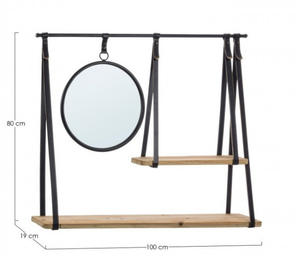 Raft finisaj natural/negru din lemn de Brad si metal, 100x19x80 cm, Jarrod Bizzotto - Img 2