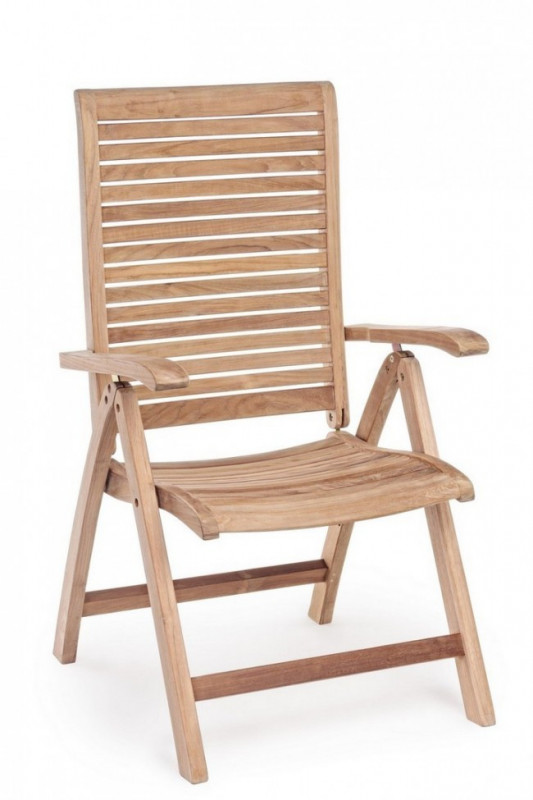 Scaun din lemn de teak, cu spatar rabatabil, 61,5x64x109 cm, Maryland Bizzotto