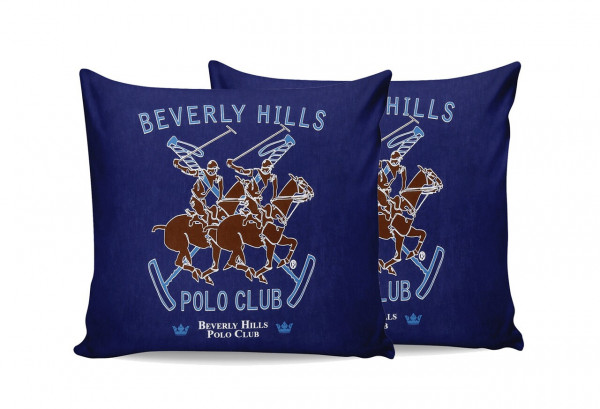 Set 2 Fete de Perna, 60x60 cm, 100% Bumbac Ranforce, Beverly Hills Polo Club, BHPC 007, Bleumarin / Alb