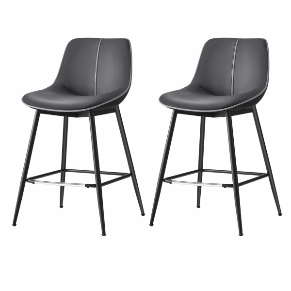 Set 2 scaune de bar, 50 x 49,5 x 87,5 cm, metal / piele ecologica, negru, Vasagle