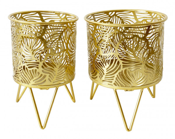 Set 2 suporturi pentru ghivece, auriu, metal, Ø 16 / Ø 13 cm, Naty Mauro Ferreti