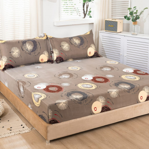 Set Husa de Pat si 2 Fete de Perna, 3 Piese, Pat 2 Persoane, 180x200 cm, Bej, HB-94