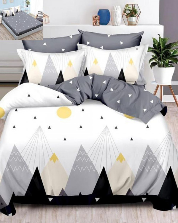 Set Lenjerie Finet, Cearceaf de Pat cu Elastic, 6 Piese, Pat 2 Persoane, Tall Mountains, FNE-85