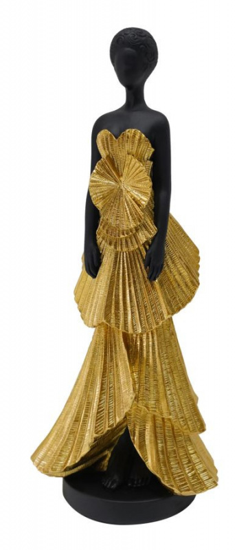 Statueta neagra / auriu din rasina, 14,5 x 10 x 33 cm, Donnina Fashion Mauro Ferreti - Img 1