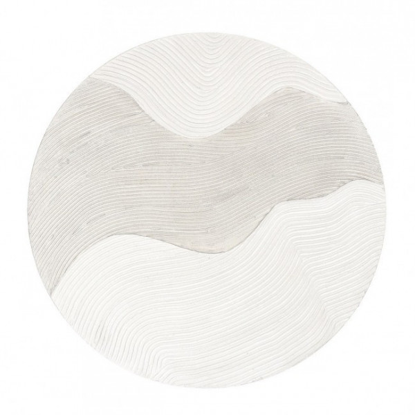 Tablou decorativ alb din panza si lemn de Pin, ∅ 90 cm, Texture Bizzotto - Img 1
