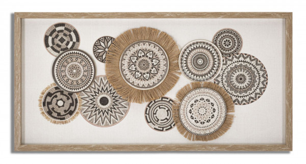 Tablou decorativ maro din lemn de Pin si panza, 70x2,8x35 cm, Marcy-A Mauro Ferretti