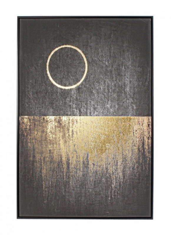Tablou decorativ negru/auriu din MDF si panza, 82,6x4,3x122,6 cm, Bold Abstract Bizzotto