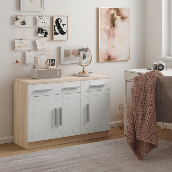 Comoda cu trei usi si trei sertare, 103x37x70 cm, PARVN, ADRK Furniture