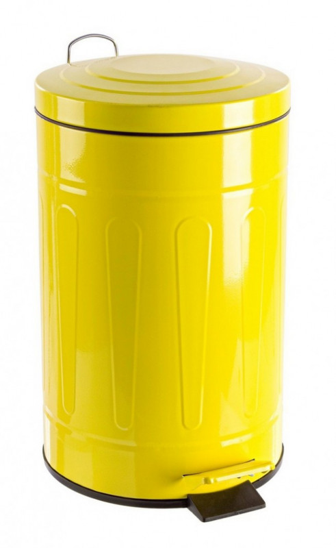 Cos de gunoi cu pedala galben lucios din metal, 12L, London Bizzotto