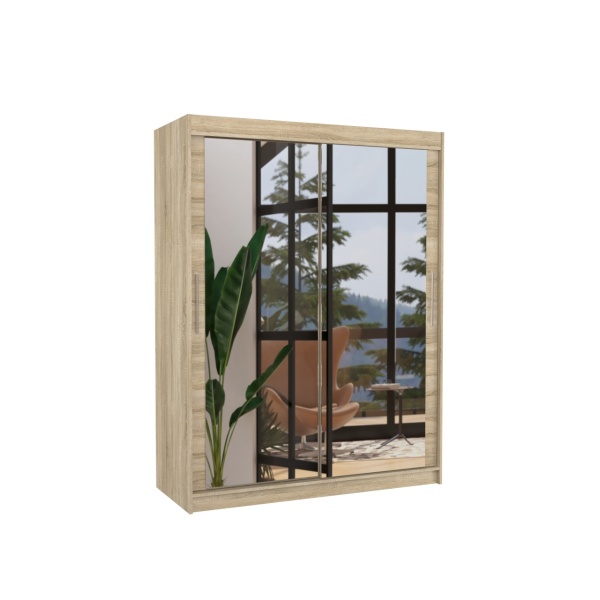 Dulap cu usi glisante si oglinda, 150x58x200 cm, PERMO 150, ADRK Furniture
