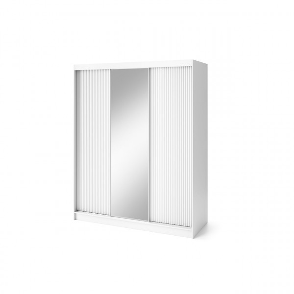 Dulap cu uși glisante si oglinda, 220x180x60 cm, Biancco III, Eltap - Img 1