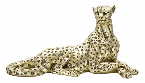 Figurina decorativa aurie din polirasina, 27,3x10,3x13,9 cm, Leopard Mauro Ferretti