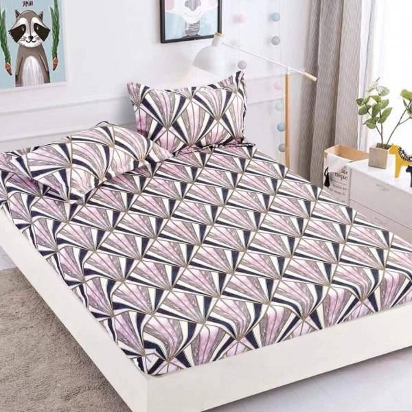 Husa de pat cu elastic + 2 fete de perna pentru pat dublu, bumbac tip finet, HBF-107