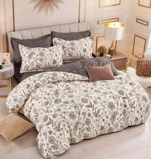 Lenjerie de pat 1 persoana, bumbac finet, crem, 4 piese, Jo-Jo Home, FNJ1-221