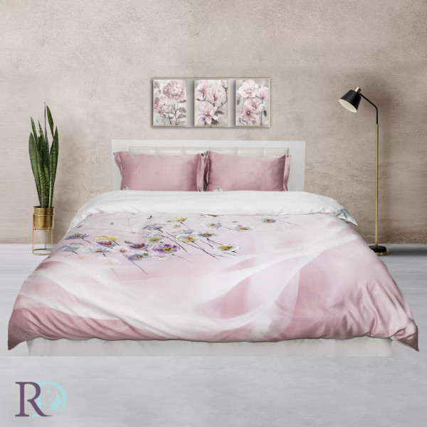 Lenjerie de pat, 100% tencel, alb / roz, Roxyma Dream Jacqueline - Img 1