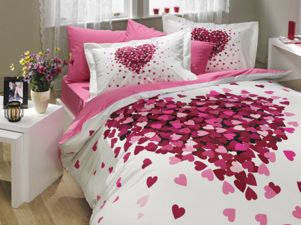 Lenjerie de Pat Bumbac 100% Poplin - Pat 2 Persoane - Hobby Home - Juana Pink - HBP-18