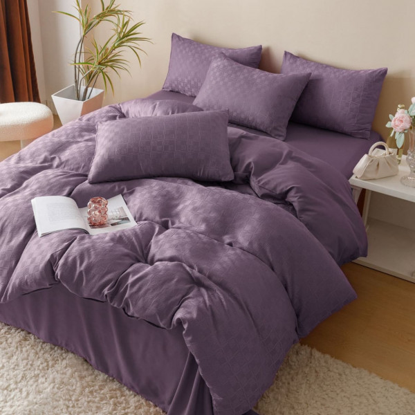 Lenjerie de pat, bumbac tip jacquard finetat, mov, Jo-Jo Home, 6 piese, JJ-13
