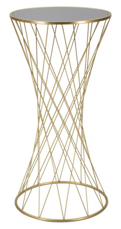Masuta auxiliara neagra/aurie din sticla temperata si metal, 100 cm, Tower Mauro Ferretti