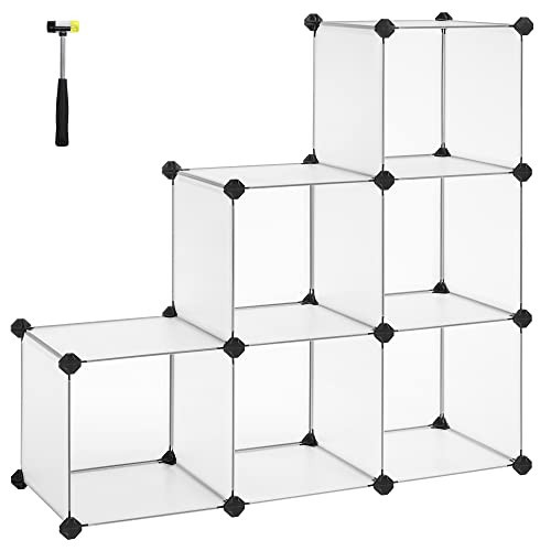 Organizator polivalent cu 6 cuburi, polipropilena / metal, alb, Songmics - Img 1