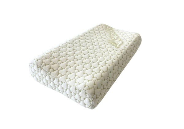 Perna ergonomica Aloe Vera Memory, sustinere exacta pentru gat si cap, husa detasabila, 30x50x10/8 cm, ambalata la geanta