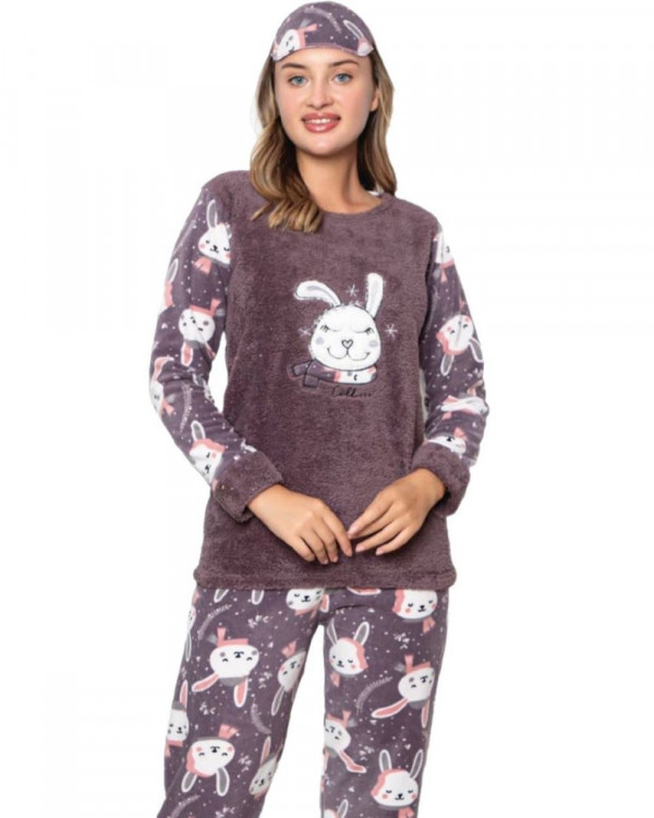 Pijama Dama, Cocolino, Gri/Alb, PFC-47