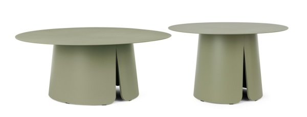 Set 2 masute de cafea pentru gradina, metal, Ø 90 / Ø 70 cm, verde, Bryan Bizzotto