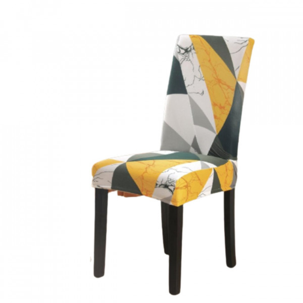 Set 6 huse pentru scaune, cu elastic, spandex, alb / galben, HESS-59