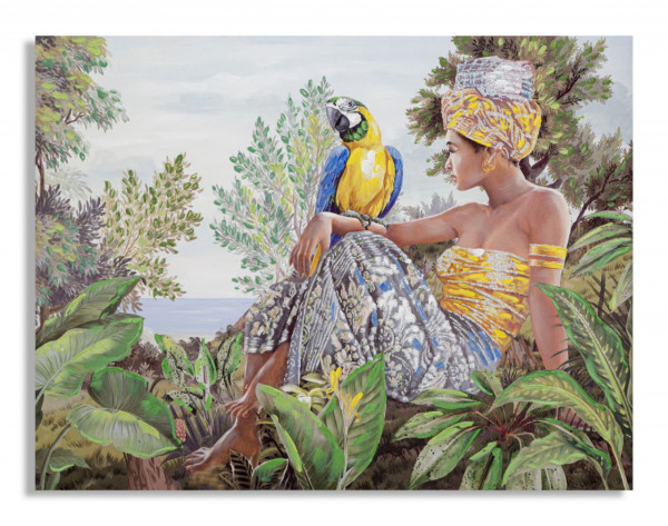 Tablou decorativ multicolor din lemn de Pin si panza, 120x3x90 cm, Kenda Mauro Ferretti