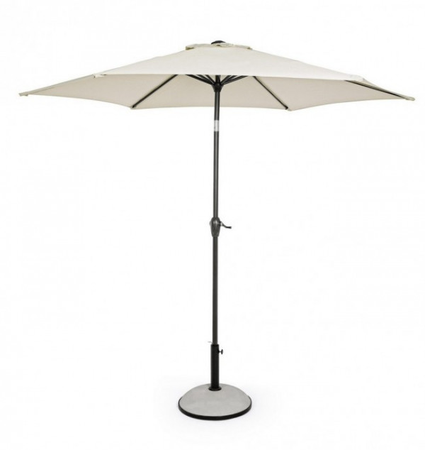 Umbrela de gradina cu brat pivotant ecru din poliester si metal, ∅ 270 cm, Kalife Bizzotto