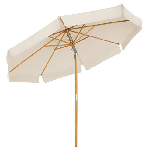 Umbrela de gradina / terasa, lemn de fag / textil, crem, Songmics - Img 1