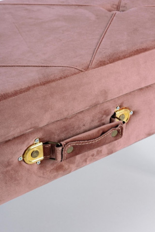 Bancheta cu spatiu pentru depozitare roz antic/auriu din catifea si metal, 80 cm, Polina Bizzotto - Img 4