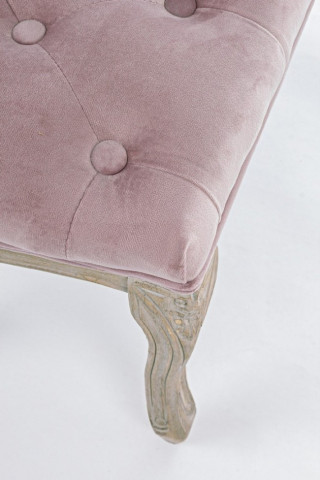 Bancheta roz din catifea si lemn de Mesteacan, 110 cm, Mathilde Bizzotto - Img 4