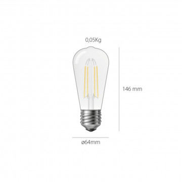 Bec LED E27 Deco ST64, transparent, lumina calda, Kelektron - Img 2