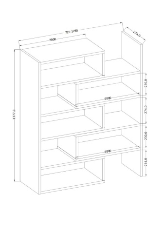 Biblioteca 75-125x138 cm, Kardal, ADRK Furniture - Img 5