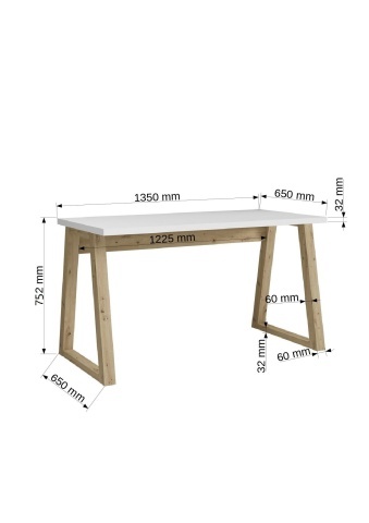 Birou IWO – 135x65x75.2 cm – Stejar Artisan / Alb – prezentare alternativă a produsului