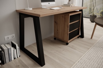 Birou IWO I – 135x65x75.2 cm – Stejar Artisan / Negru – prezentare secundară de catalog