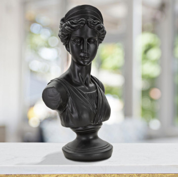 Bust decorativ negru din polirasina, 22x16x41 cm, Roman Woman Mauro Ferretti - Img 6