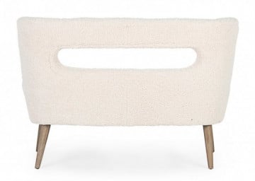 Canapea alba din lana si lemn de Pin cu 2 locuri, 115 cm, Cortina Bizzotto - Img 4